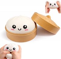 Jouet en purée de dumpling, Boîte mystère de purée de baozi, Balle anti-stress colorée en purée de calmar, Jouet élastique avec cuiseur vapeur