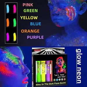 MeiduGaga Хэллоуин 6 видов цветов светящаяся в темноте краска для лица Diy Custom Party Нетоксичная краска для лица
