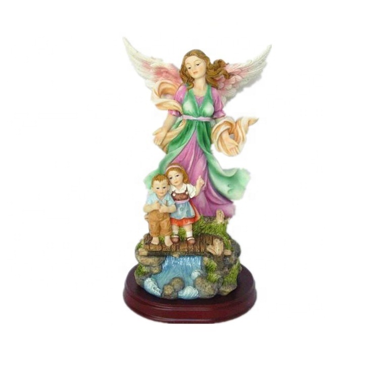 8 pouces Résine Religieuse Statue Ange Gardien
