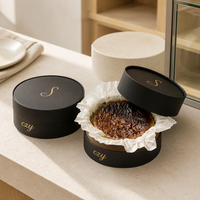 Boîte en carton ronde personnalisée avec logo, qualité alimentaire, pour cheesecake, luxe noir et or, pour gâteau basque