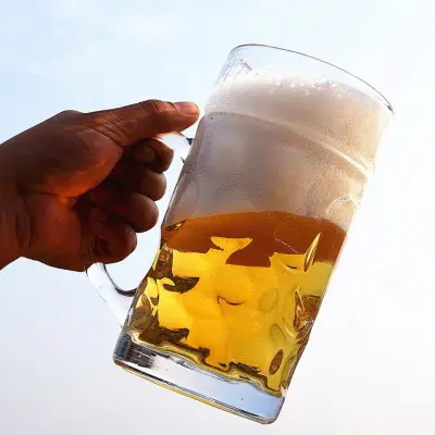 Thickened Insulated Beer Mug Giant Beer Cup CLASSIC Beer Steins Transparent Design Sublimation Dimple Glass Lead Free New
