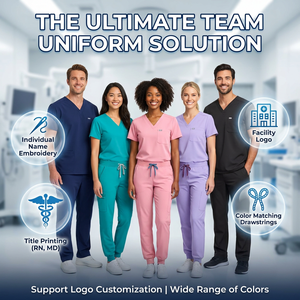 Ensemble de tenues médicales populaires à col en V et taille élastique pour infirmières, uniformes dentaires pour femmes, avec logo personnalisé - Product Image 5