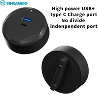 Prise de courant sur rail en aluminium SINOAMIGO avec prises amovibles UK/US/EU et prise USB Type C réglable 20W