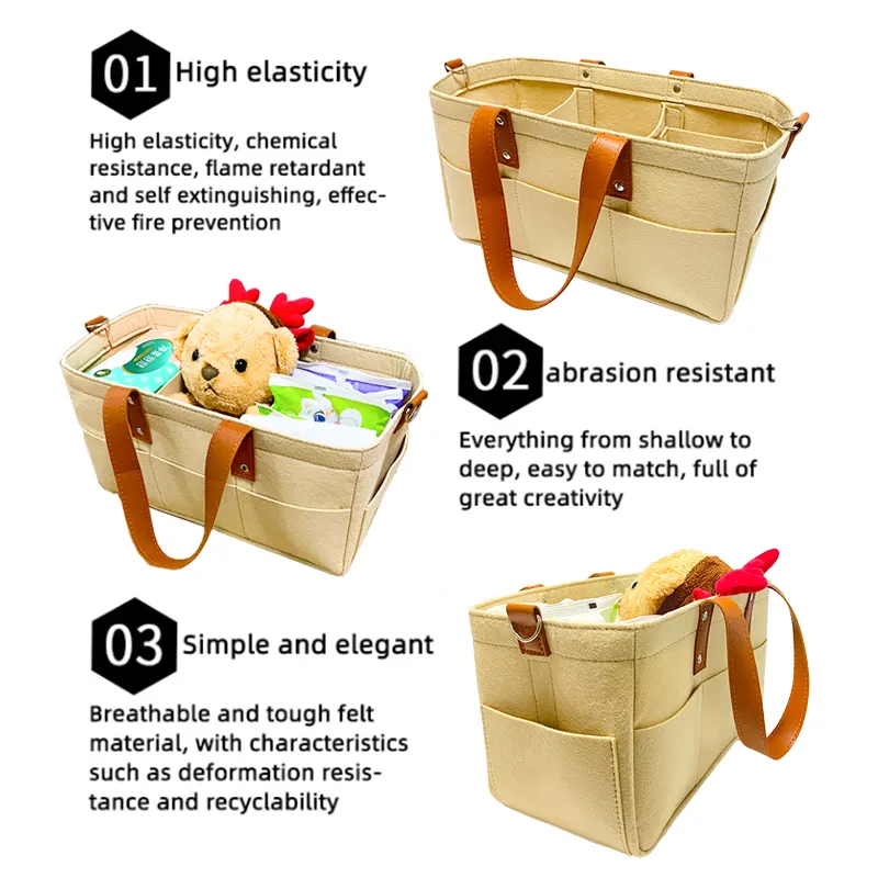 Portable diaper bag felt diaper caddy organizer mummy storage bag