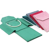 Étui de rangement pour colliers en velours, étui de présentation de colliers de voyage, pochette de rangement pour bijoux, sacs cadeaux pour bijoux