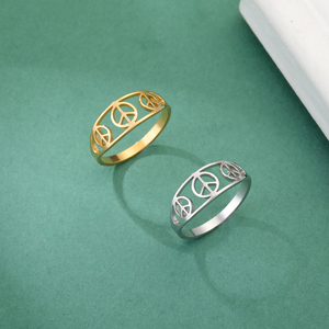 Myshape Symbole de la Paix Anneaux Anneau de doigt en acier inoxydable Amulette de protection pour femmes Pacifisme contre la guerre Bijoux Cadeaux Vente en gros - Product Image 3