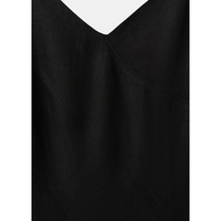 Robe midi en lin noire pour femme, col en V profond, coupe trapèze, bretelles spaghetti réglables, sans manches, pour l'été 2026, vacances à la plage