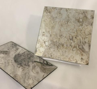 Retro Embossed Antique Luxury Style Painted Mirror Float Glass Flat Matte Surface Villa Interior Decoration Hotel Entry