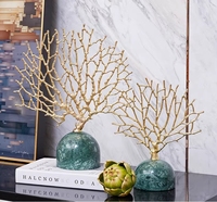 Meuble TV Art Déco en Résine de Luxe Léger Européen avec Statue Ronde Bleue pour la Décoration Intérieure de la Maison, du Porche, de l'Hôtel ou de la Salle d'Exposition