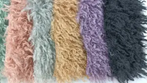 Tecido de lã artificial tuscanner, tecido de pele falsa para casaco/xale/gola de pele