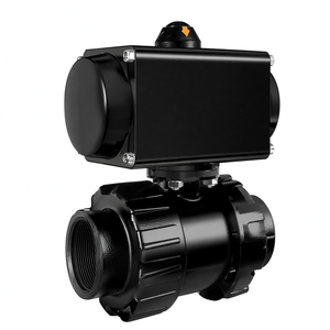 วาล์วควบคุมลมแบบลูกบอล 2 ทาง ยี่ห้อ COVNA ตัวกระตุ้นลมแบบ Double Union ทำจากพลาสติก PVC - Product Image 2