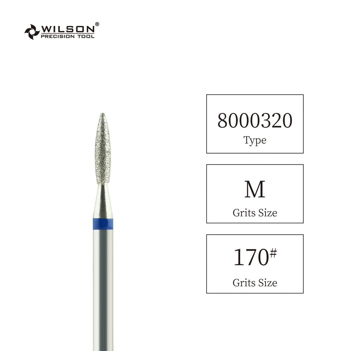 8000320-M 1.8mm Flame Shape WILSON Electric Nail Polish Tool Cuticle Removal Diamond Nail Bit Hot Sale Nail Drill Bit Set