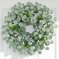 Yüksek Kaliteli Sahte Gümüş Dolarlı Eucalyptus Çelengi Mezuniyet Yeni Yıl Noel Su Geçirmez Dayanıklı Ev Duvar Pencere Süsü