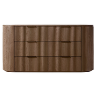 Commode à 6 tiroirs en chêne massif de style nordique moderne de la série Byron, fabriquée à la main, autoportante, pour chambre à coucher, en acier inoxydable, écologique