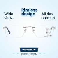 Lunettes de lecture multifocales photochromiques sans monture pour hommes, carrées, UV400, anti-lumière bleue, style professionnel et tendance