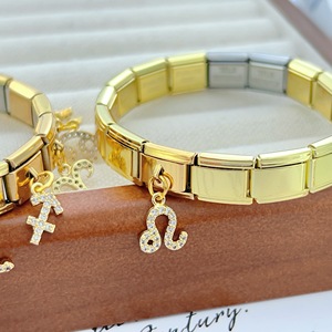 SGYUAN Ciondolo Zodiacale Dorato alla Moda, Charm <span class=keywords><strong>Italiano</strong></span> Compatibile con Bracciale Modulare da 9mm, Gioielli Fai-da-Te in Acciaio Inossidabile per Uomo - Product Image 6