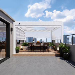 Pergola à lames orientables imperméable <span class=keywords><strong>avec</strong></span> toit rétractable, gazebo extérieur en aluminium pour jardin et bord de <span class=keywords><strong>piscine</strong></span> - Product Image 1