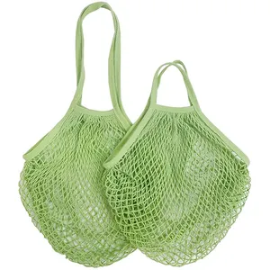 促销可重复使用的有机棉网网食品杂货袋手提袋