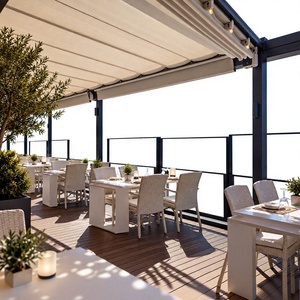 Modern Customized Aluminum Glass Wind Breaker Outdoor Windproof Glass Barrier <b>for</b> Restaurant Cafe Garden and Terrace - Product Image 1