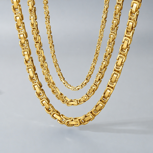 Collana a Catena Bizantina in Acciaio Inossidabile 316 Placcato Oro 14K 18K di Alta Qualità per Uomo, Impermeabile, Gioielleria alla Moda all'Ingrosso - Product Image 3
