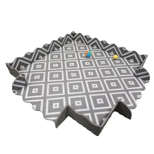 Квадратный коврик-пазл для ползания с 16 напольными плиточками из пенопласта, детский игровой коврик с забором