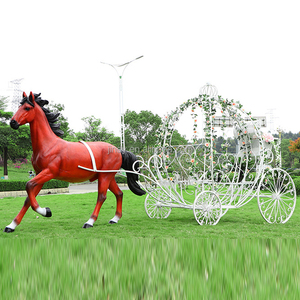 Decorazioni per Matrimoni, Sfondo per Cerimonie, Grande Carrozza Bianca da Principessa Reale con Cavalli, Carrozza di Cenerentola - Product Image 6