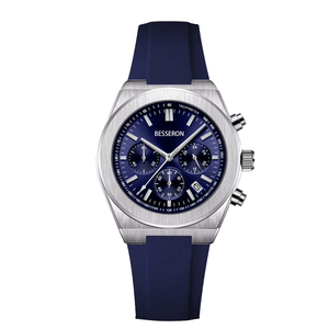 Montre à quartz de luxe pour homme, vente chaude, logo personnalisé, boîtier en acier inoxydable, bracelet en silicone étanche, cadran en cristal, mode, affaires, fabrication - Product Image 2