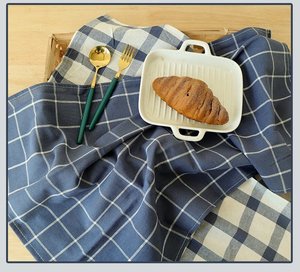 Serviettes de cuisine en coton recyclé à carreaux, super absorbantes, séchage rapide, fil teint, torchon avec boucle de suspension, ensembles de torchons - Product Image 5