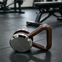 Kettlebell haltère en bois de noyer 8 kg avec cœur en acier inoxydable, poignée ergonomique, écologique, portable, pour entraînement de force à domicile