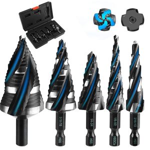 Kit de forets étagés HSS M35 en acier rapide nitrué au cobalt de haute qualité, à dégagement rapide, à quatre cannelures spirales, finition noire - Product Image 1