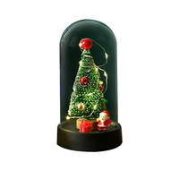 Mini-Weihnachtsbaum in Glaskuppel mit LED-Lichtern, Weihnachtsmann-Figur, Tischdekoration, Weihnachts-/Geburtstagsgeschenk für Freundin