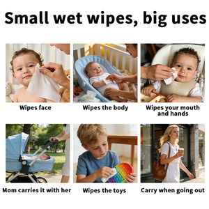 Lingettes humides portables en fibres végétales pour bébé, lingettes nettoyantes non parfumées, douces, sans alcool, mini lingettes pour bébé - Product Image 4