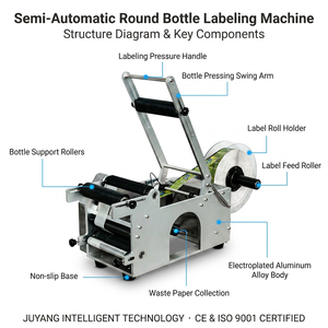 Machine d'étiquetage de bouteilles rondes semi-automatique industrielle JY-50 avec une précision élevée de ±0,5 mm - Product Image 3