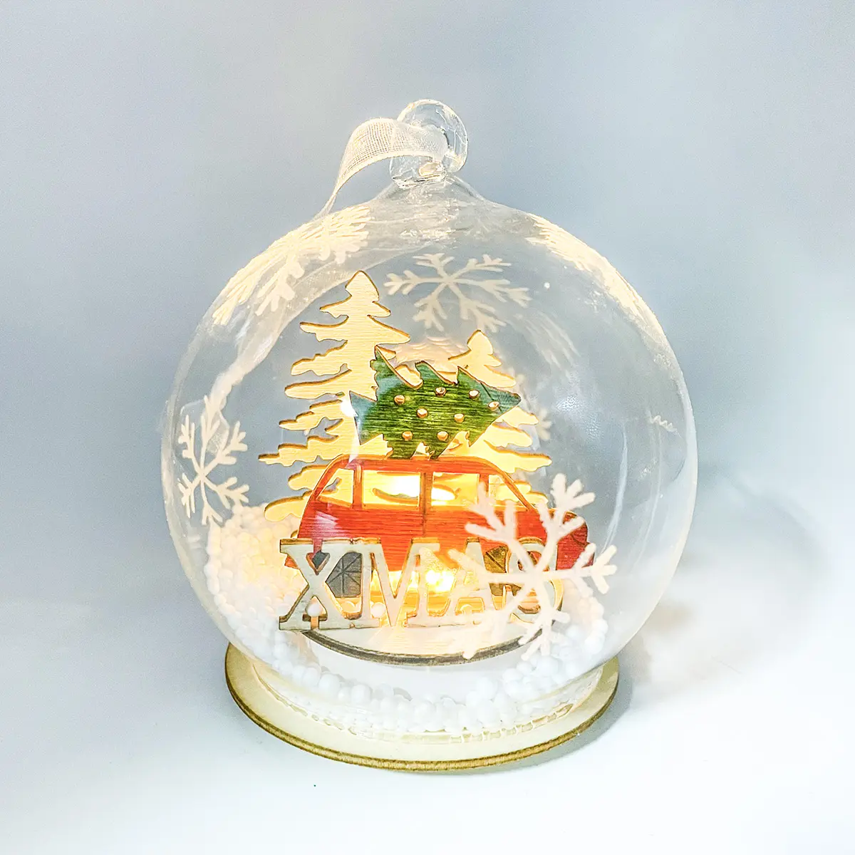 Boules de verre de décorations d'arbre de Noël de 8cm personnalisées traditionnelles soufflées à la main en gros vente de luxe personnalisée de sapin de Noël