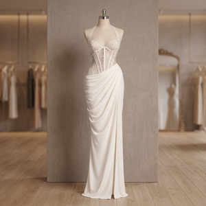 Elegant Women's Maternity Sleeveless Floor Length Evening Gown Asymmetrical Design Premium Imported Fabric for Gala Events - Product Image 2
