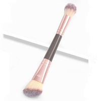 Pinceau de maquillage professionnel unique avec manche plat Pinceau à poudre pour yeux/fard à paupières à double tête pour cosmétiques pour le visage