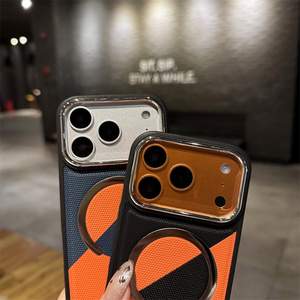 Nueva Funda Trasera Magnética Inalámbrica con Combinación de Colores a la Moda para <span class=keywords><strong>iPhone</strong></span> 17 16 15 14 13 Pro Max, Textura de Cuero PU, Resistente a Impactos - Product Image 5