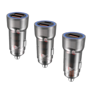 Nouvelle conception de chargeur de voiture miniature à coque transparente, adaptateur USB Type C double port, 30W 60W, allume-cigare, chargeur super rapide - Product Image 1