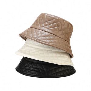 <b>Small</b> Plaid Leather Fisherman Hat Simple Art Casual Outdoor Sun Protection Distressed Custom <b>Bucket</b> Hat - Product Image 1