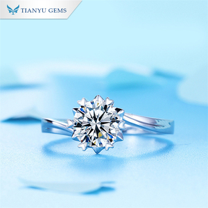 Bague de fiançailles en argent sterling S925 avec diamant moissanite taille brillant Tianyu, bijoux haut de gamme - Product Image 1