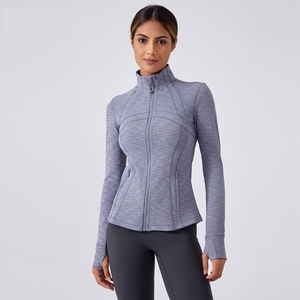 Abbigliamento <span class=keywords><strong>sportivo</strong></span> da corsa con Logo personalizzato traspirante a manica lunga con foro per il pollice palestra sport per Fitness <span class=keywords><strong>top</strong></span> da donna con cerniera giacca Yoga - Product Image 5
