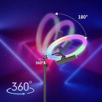 Anneau lumineux led en cristal à deux côtés de 14 pouces pour la diffusion en direct, lampe de remplissage rvb professionnelle avec support de téléphone pour le jeu tiktok