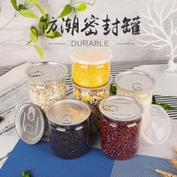 Bocal Rond en PET Transparent Qualité Alimentaire 500 ml Récipient Hermétique avec Couvercle Pop-Top à Ouverture Facile pour le Stockage de Bonbons ou Gâteaux
