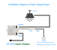 Interruptor con Sensor Táctil Oculto (Sin Regulación) de Alta Tensión y Potencia DC/AC 24V-265V 220V para Armario, Guardarropa, Alacena