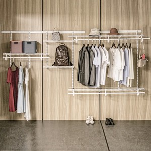 Matériel d'étagères de placard Organisateur de placard mural <span class=keywords><strong>en</strong></span> fil métallique avec étagère de rangement de garde-robe de plain-pied <span class=keywords><strong>pour</strong></span> placards et organisateurs de chambre - Product Image 2