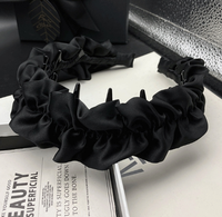 Schwarzes Satin-Haarband für Damen – Rutschfestes, hochwertiges Haarband mit Zähnen und Blumenmuster für Valentinstag und Abschlussfeier