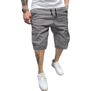2025 Pantalones deportivos informales de cintura alta para hombre, pantalones cortos Cargo, tejido de poliéster, cintura elástica, cordón con logotipos - Product Image 5