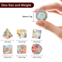 Ensemble de 7 dés polyédriques en verre cristal arc-en-ciel pour RPG, D20 D10 D00 D6 D4 D12, dés en verre gemme pour Dungeons and Dragons