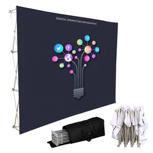 8ft x 8ft Hopup Lite 3x3 Straight Fabric Collapsible Backdrop Graphic exhibition foldable booth stands
