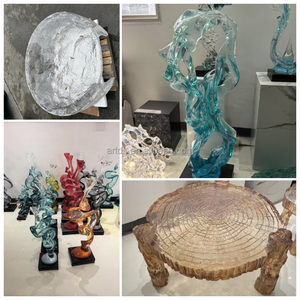 CP003 Anti Scratch Clear Resin Glass Look Ornament Polyresin Curved Feather <strong>Wing</strong> Shape Sculpture for Bedroom Hotel Guest Room - Product Image 6